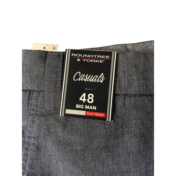 Roundtree Yorke Shorts Mens 48 NEW Blue Classic Fit Stretch Flat Front - Picture 12 of 15